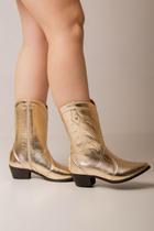 Bota Western Texana Salto Bloco Com Ziper Metalizada Dourado Bota Western Texana Salto Bloco Com Ziper Metalizada Dourado