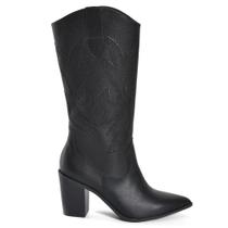 Bota Western Via Marte 079-013-02 Feminina - Preto
