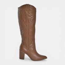 Bota Western Via Marte Cano Longo Em Couro Caramelo Bota Western Via Marte Cano Longo Em Couro Caramelo