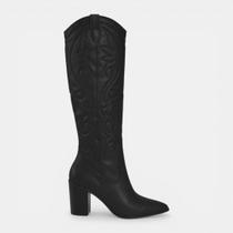 Bota Western Via Marte Cano Longo Em Couro Preta Bota Western Via Marte Cano Longo Em Couro Preta