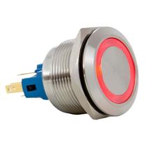 Botão Antivandalismo Iluminado 22mm 110/220VCA Momentâneo Luz Vermelha Metaltex