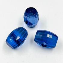 Botão Barril Facetado Azul Transparente 28x22mm 20pçs 180g