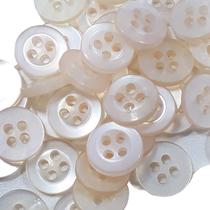 Botão Bege 10mm 4 Furos Plástico ABS Brilho 50Un 100Un 200Un confecção camisas artesantos casaco Botões 44401V