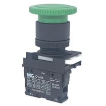 Botão Cogumelo Pulsador Curto 1Na Verde Margirius Botão Cogumelo Pulsador Curto 1Na Verde Margirius