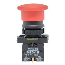 Botão Cogumelo Pulsador Vermelho 1NF Metaltex