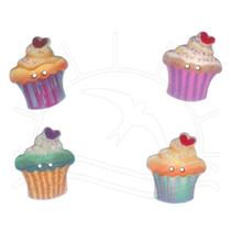 Botão Cupcake Coração - 4 unid Botão Cupcake Coração - 4 unid