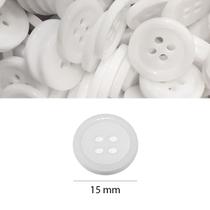 Botão de Costura Branco 15mm 4 furos - 100 Peças Botão de Costura Branco 15mm 4 furos - 100 Peças