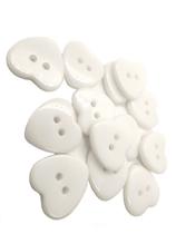 Botão de Costura Branco coração 15mm 4 furos - 500 peças