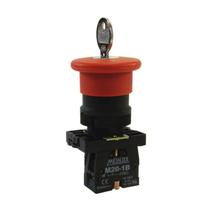 Botão de Emergência Pulsador com Chave 1NF P20BCR-R-1B Vermelho Metaltex