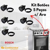 Botão de Fogão Continental Bosch Com Moldura 5 pecas - Preto / Branco