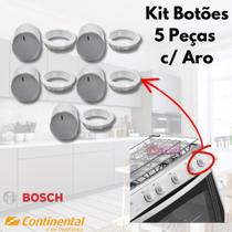 Botão de Fogão Continental Bosch Com Moldura 5 pecas - Preto / Branco