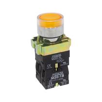 Botão de Impulsão Iluminado 22mm 1NA+1NF M20IGR-Y7-1C Amarelo Metaltex