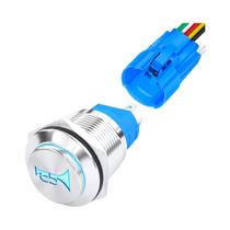 Botão De Pressão Momentâneo De Aço Inoxidável 12V 16mm Com LED Para Automotivo E Marítimo
