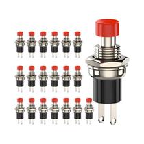 Botão De Pressão Momentâneo Preto E Vermelho 20 Peças 1A 250VAC SPST Normalmente Aberto Mini