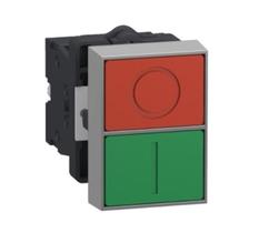 Botão Duplo 22Mm Plástico Retorno Por Mola Verde/Vermelho