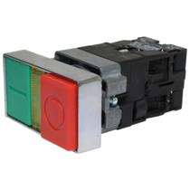 Botão duplo iluminado 22mm metálico - verde/vermelho 24v - 1na+1nf (metaltex) m20idl-y7-1c