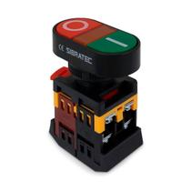 Botão Duplo Liga-Desliga Iluminado Arredondado APB22 220Vca 1NA + 1NF Sibratec Botão Duplo Liga-Desliga Iluminado Arredondado APB22 220Vca 1NA + 1NF Sibratec