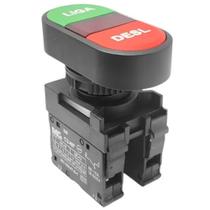Botão Duplo Pulsador Faceado Liga Desliga 1na + 1nf Com Visor Verde Botão Duplo Pulsador Faceado Liga Desliga 1na + 1nf Com Visor Verde