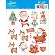 Botão em MDF Aplique Natal - Papai e Mamãe Noel, Renas, Árvores - BAN - 002 Botão em MDF Aplique Natal - Papai e Mamãe Noel, Renas, Árvores - BAN - 002