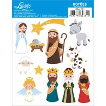 Botão em MDF Aplique Natal - Presépio - BAN - 001