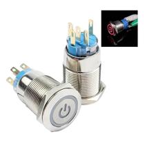 Botão Inox Liga Desliga Start Led 12v 16mm C/trava Vermelho Botão Inox Liga Desliga Start Led 12v 16mm C/trava Vermelho