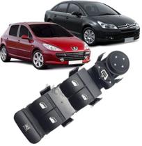 Botao Interruptor Vidro Eletrico Peugeot 307 C4 Pallas Apos 2006 Com Rebatimento
