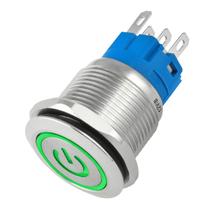 Botão On Off 19mm Prata 220v 3a C/ Led Verde 12v Storm Botão On Off 19mm Prata 220v 3a C/ Led Verde 12v Storm