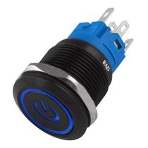 Botão On Off 19mm Preta 220v 3a Com Led Azul 12v Storm Botão On Off 19mm Preta 220v 3a Com Led Azul 12v Storm