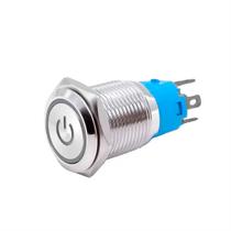 Botão ON/OFF Momentâneo Buzina LED Azul 19mm 12-24v Botão ON/OFF Momentâneo Buzina LED Azul 19mm 12-24v