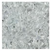 Botão Oval Facetado 12x19mm 50pçs Acrílico Transparente 75g Botão Oval Facetado 12x19mm 50pçs Acrílico Transparente 75g