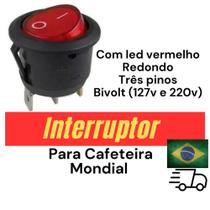 Botão para cafeteira redondo para Cafeteira Mondial com três pinos e led (ler anúncio) Botão para cafeteira redondo para Cafeteira Mondial com três pinos e led (ler anúncio)
