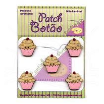 Botão Patch Cupcake Rosa 1103 - 5 unid