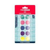 Botão Prendedor Magnético Yins Brasil Yin's Paper 2CM Kit com 10 Unidades para Murais 5 Cores