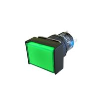 Botão Pulsador Alternado Plástico Iluminado Verde 24V - 16mm