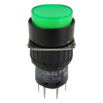 Botão Pulsador Iluminado 24VCC Verde Redondo Metaltex
