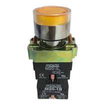 Botão Pulsador Iluminado Amarelo 1NA+1NF Metaltex Botão Pulsador Iluminado Amarelo 1NA+1NF Metaltex