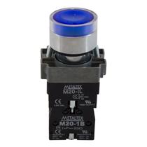 Botão Pulsador Iluminado Azul 1NA+1NF Metaltex