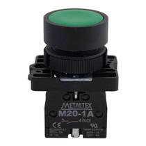 Botão Pulsador Verde 1NA Metaltex