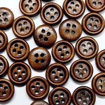 Botão redondo de madeira 4 furos