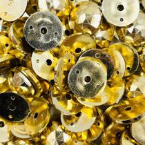 Botão Redondo Sextavado 18mm 30pçs Dourado Abs 33g