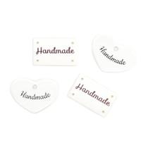 Botão Tag Handmade Branco - 4 unidades
