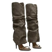 Botas Agodor Green Slouchy Sliletto Heel Sandals para mulheres
