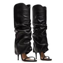 Botas Agodor Slouchy Knee High, pretas para mulheres, salto agulha Botas Agodor Slouchy Knee High, pretas para mulheres, salto agulha
