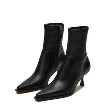 Botas Astroel Black Fall Mid Calf Kitten Heel para mulheres