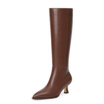 Botas até o joelho Modatope femininas de couro marrom tamanho 9