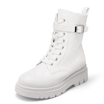 Botas Combat DREAM PAIRS Plataforma con Cordones Blancas Talla 8.5