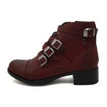 Botas Coturno Feminino Silva&Silva Bellis Couro Bordô