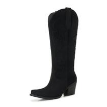 Botas Cowboy AITTA de Camurça Western Cano Alto até o Joelho Pretas