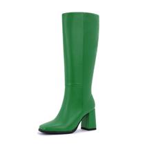 Botas de cano alto Aizhenzm Green Faux Leather para mulheres, tamanho 11