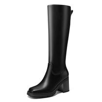 Botas de cano alto até o joelho Dumjey Women Black Platform Lug Sole